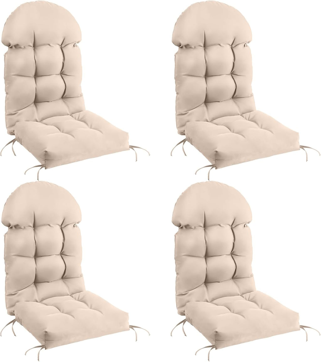 FUNBERRY Patio Chair Cushions Set of 4, Thicken Comfy Cushions for Rocker Non Slip Fade Shield Waterproof High Back with Ties