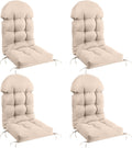 FUNBERRY Patio Chair Cushions Set of 4, Thicken Comfy Cushions for Rocker Non Slip Fade Shield Waterproof High Back with Ties