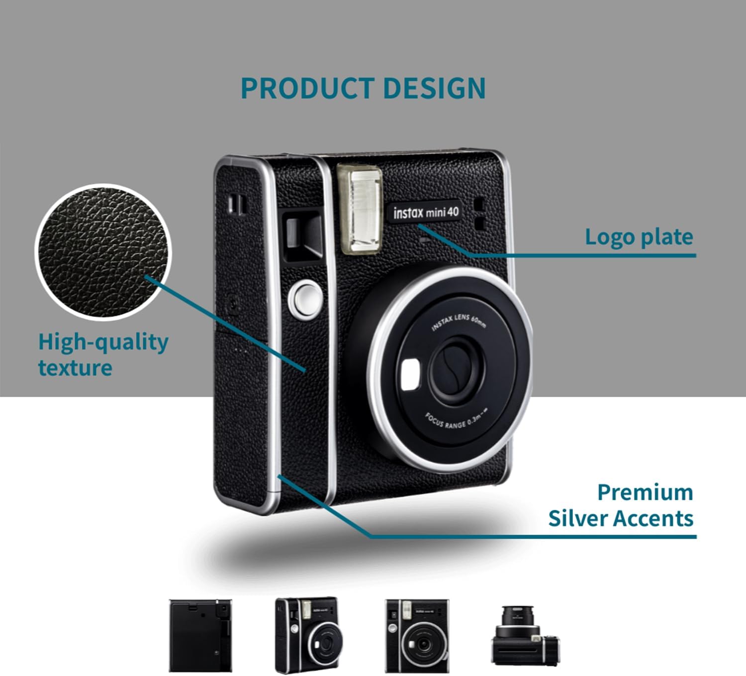 Fujifilm Instax Mini 40 Instant Film Camera Black + 20 Instax Instant Film Prints Bundle