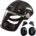 TREND Airshield Pro Full Air Circulating Face Shield w/Ear Defenders - Complete Face and Hearing Protection Pack, AIR/PRO/D2