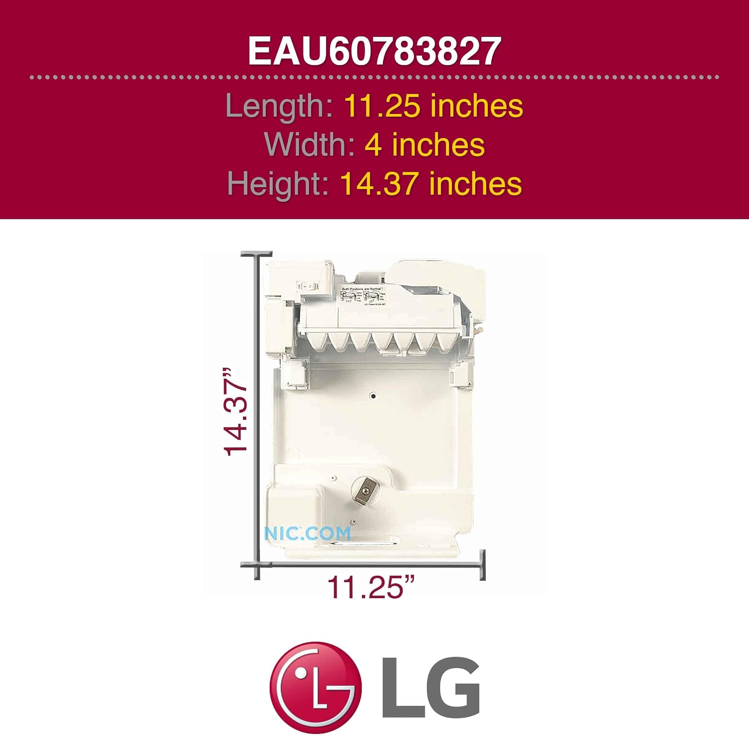 LG EAU60783827 Ice Maker Assembly, White