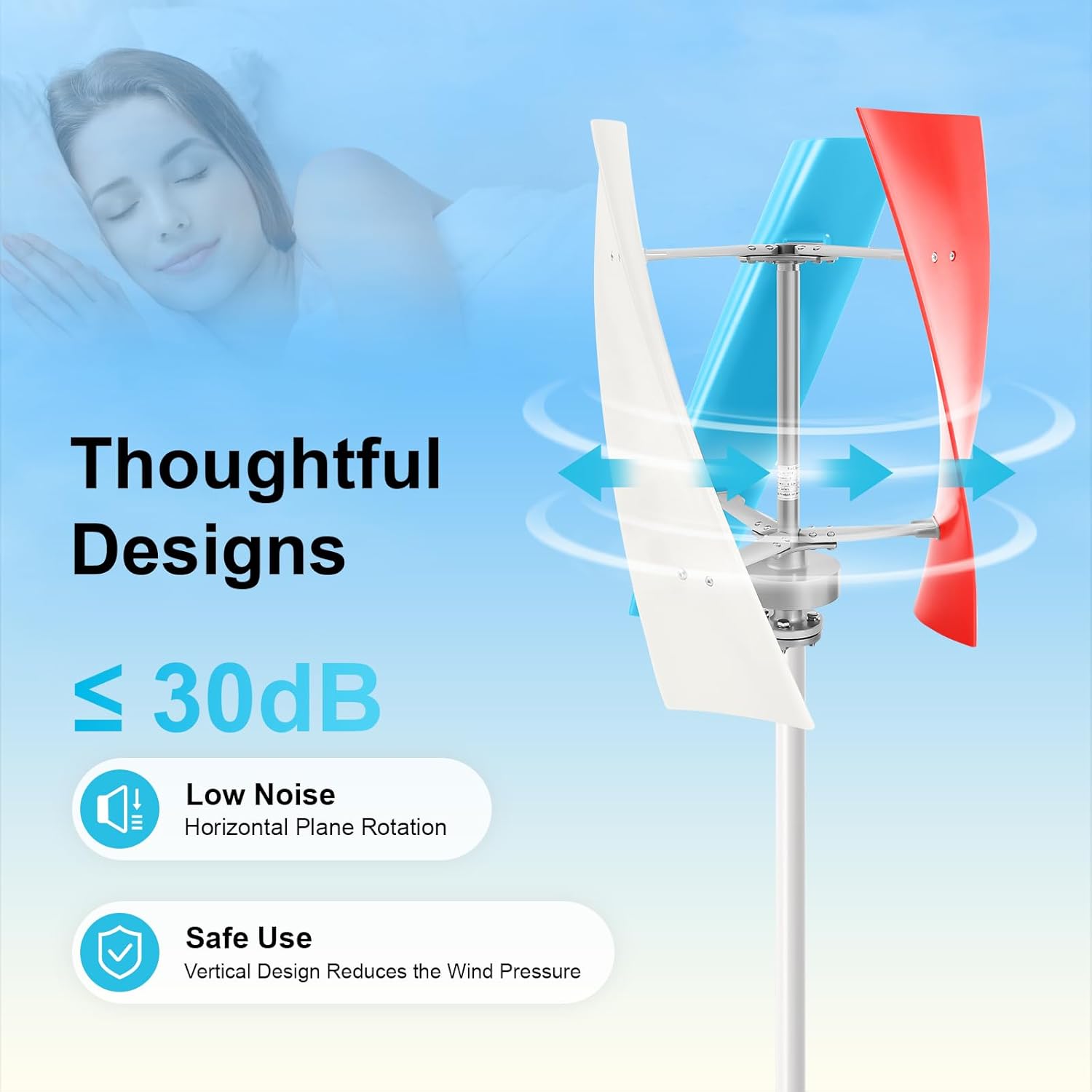 400W Wind Turbine Generator Kit, 12V Vertical Helix Wind Power System with Controller, 3 Blades, for Marine, RV, Home, Outdoor Energy, Garden, Hybrid Solar Wind System, Portable, for DIY Users