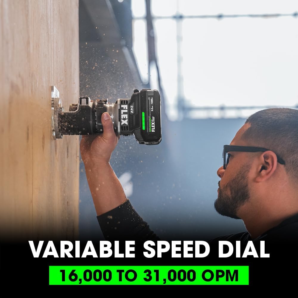 FLEX 24V Brushless Cordless 1.5 HP Trim Router Kit with 3.5Ah Stacked Lithium Battery and 160W Fast Charger - FX4221-1F