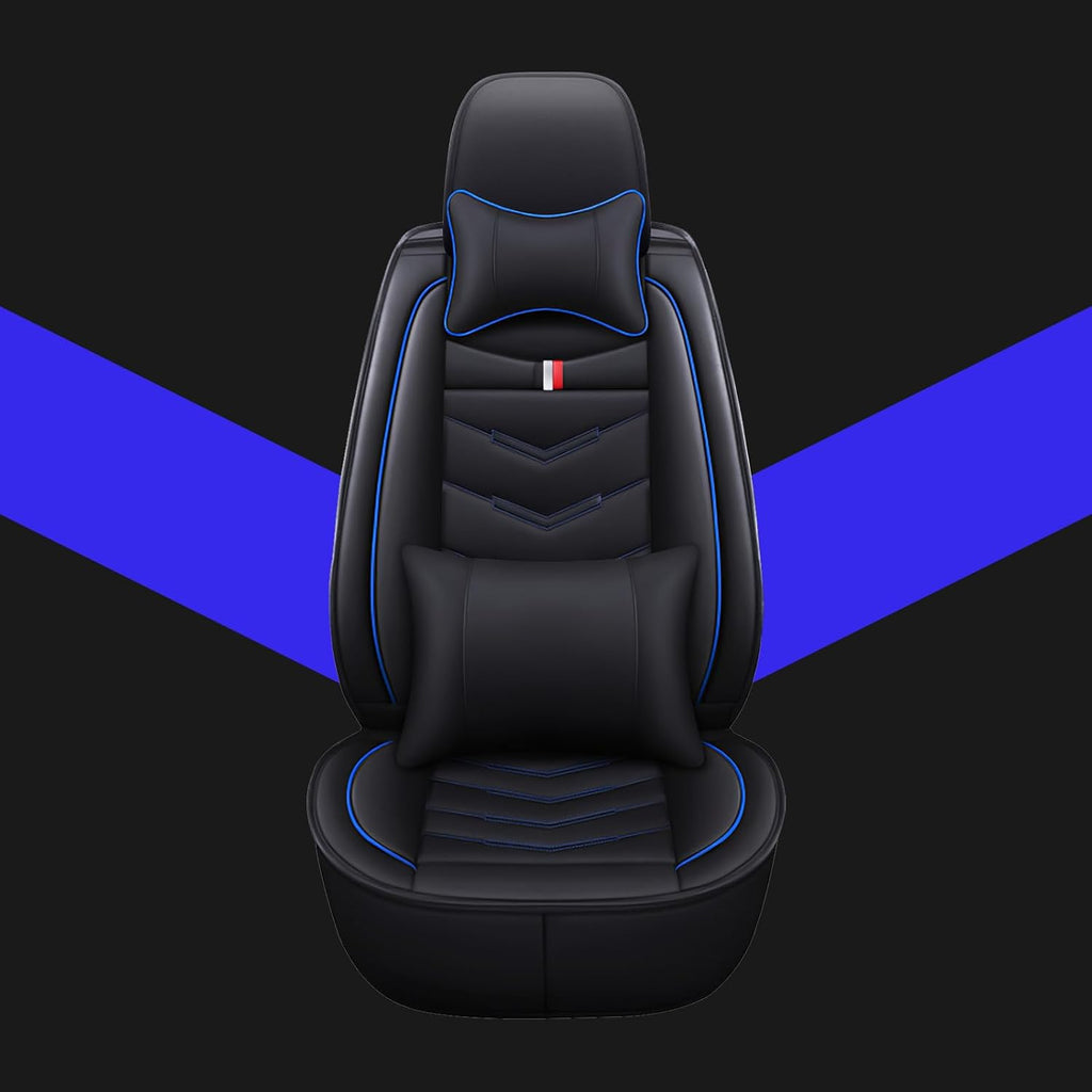 Car Seat Covers Fit for Chevy Suburban 2000-2025, Leather Seat Covers for Car, Waterproof Non-Slip Durable Car Seat Protector(5 Seats with Pillow,Black Blue)