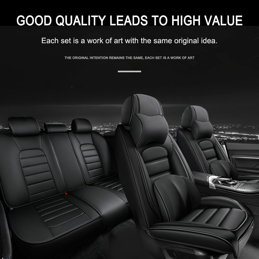 5 Seat Covers for Buick Encore GX 2020-2024 Leather Car Seat Covers Waterproof Anti-Slip Car Seat Protectors Comfort Automotive Seat Covers with Airbag（Luxury,Classic Black）
