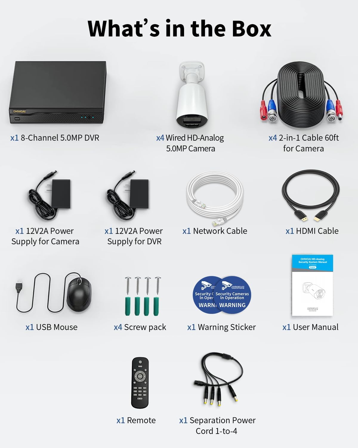 《5MP Super HD & 80ft IR Night Vision》Wired Security Camera System Outdoor, CCTV Cameras Systems with AI Human Motion Detection, Home Video Surveillance DVR Kits