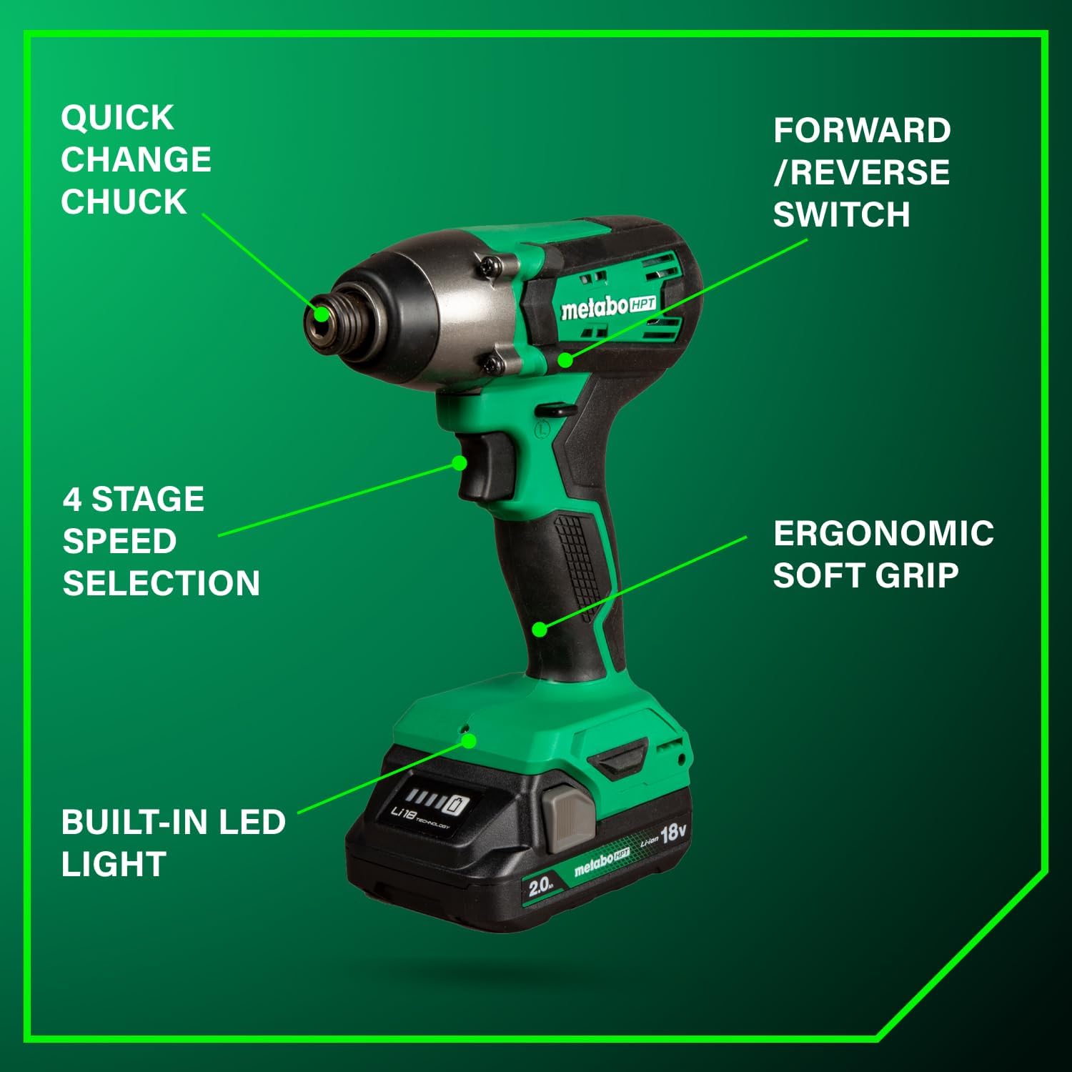 Metabo HPT 18V MultiVolt Cordless Hammer Drill and Impact Driver Combo Kit, Cordless Power Tool Set with 2 Lithium-Ion Batteries and Charger, Lightweight and Ergonomic Design, Carrying Bag, KC18DFX