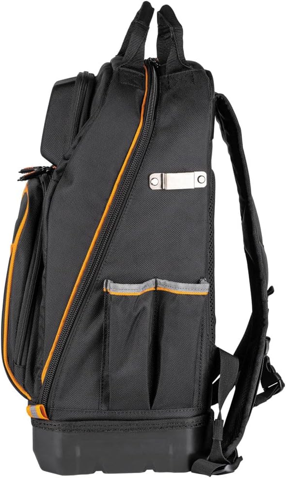 Klein Tools 62800BP Backpack Tool Bag, Tradesman Pro Extra-Large 40-Pocket Electrician Jobsite Backpack with Molded Bottom, Charging Port