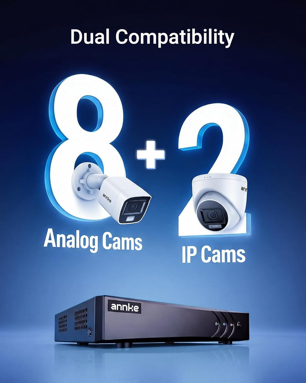 ANNKE 3K Lite 8CH Digital Video Recorder, H.265+ Hybrid 5-in-1 DVR with AI Human/Vehicle Detection, Work with 3K/5MP/4MP/2MP TVI/AHD/CVI/CVBS Cameras for Home Business Surveillance, 2TB HDD Included