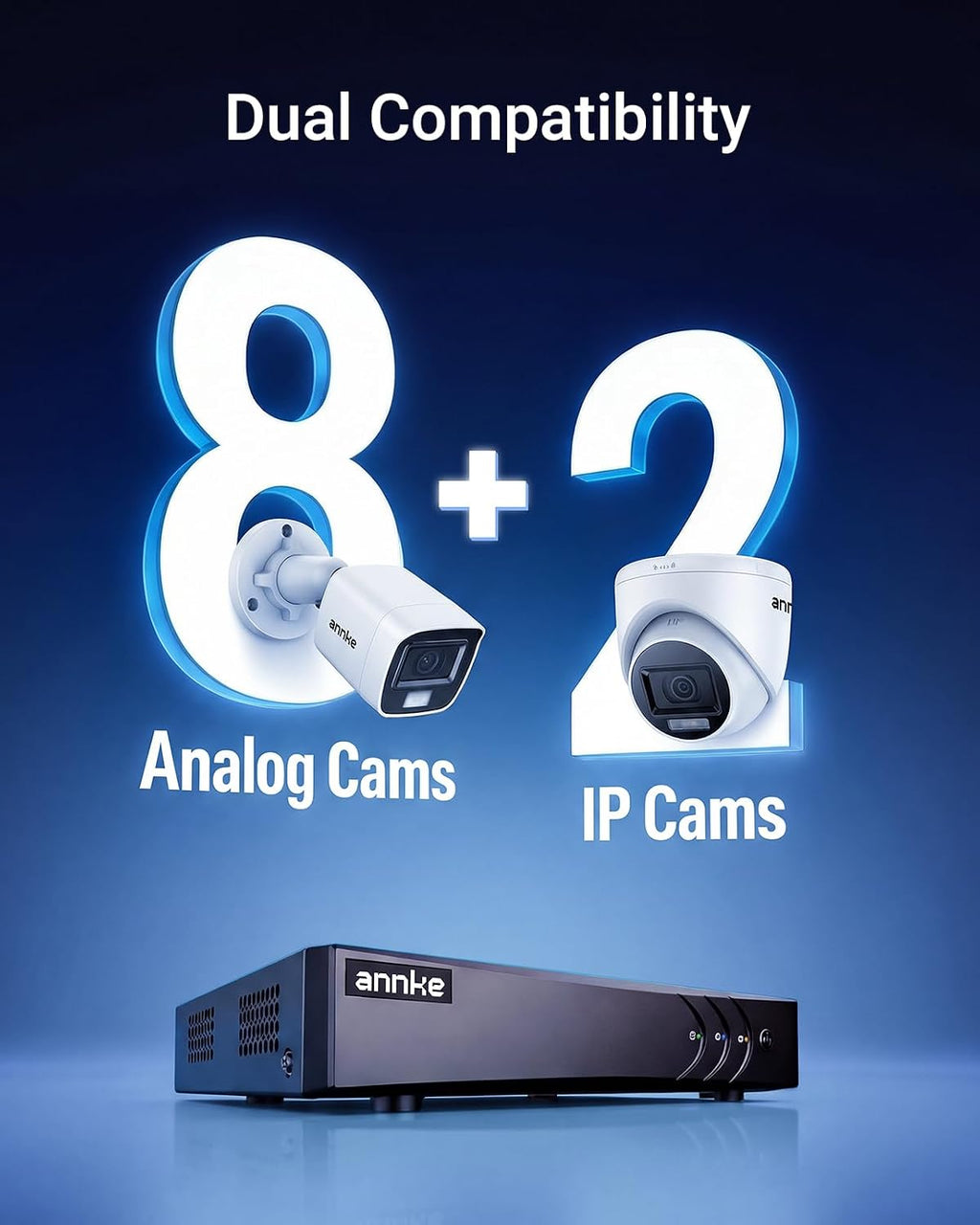 ANNKE 8 Channel 3K Lite Security Digital Video Recorder with 1TB Hard Drive, H.265+ Hybrid 5-in-1 Surveillance DVR, Human & Vehicle Detection, Supports 8CH Analog and 2 IP Cameras for 24/7 Home CCTV