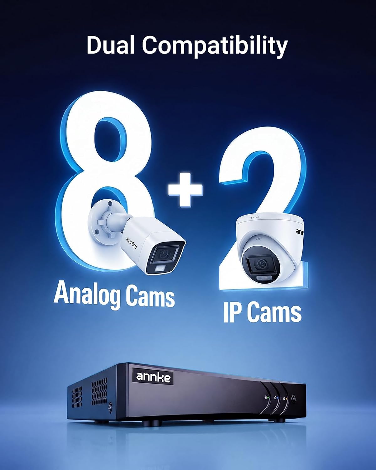 ANNKE 8 Channel 3K Lite Security Digital Video Recorder with 1TB Hard Drive, H.265+ Hybrid 5-in-1 Surveillance DVR, Human & Vehicle Detection, Supports 8CH Analog and 2 IP Cameras for 24/7 Home CCTV