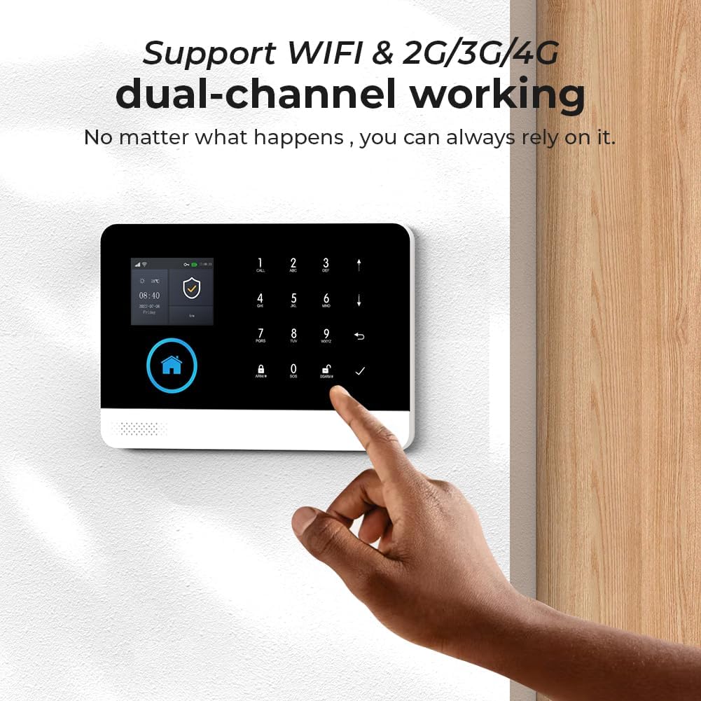 PGST Wireless Home Security System, 17-Piece Kit, Outdoor Camera, Phone APP Alert, Door Sensor, Siren, Remote, Motion Detector, Compatible with Alexa (103-D-T53)
