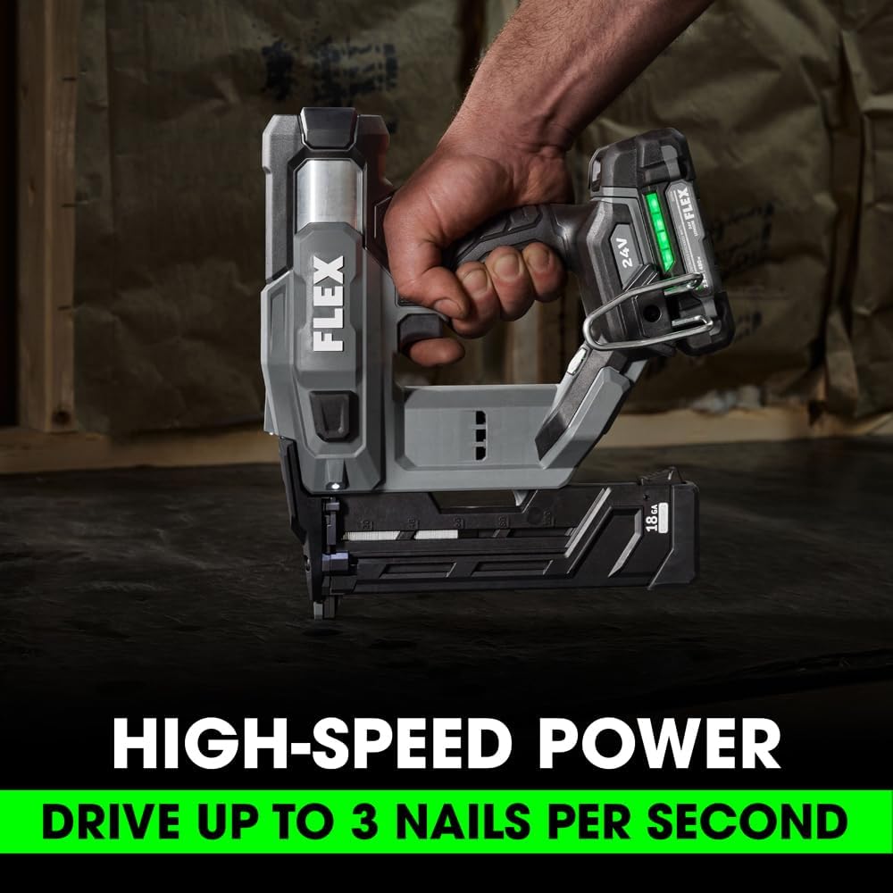 FLEX 24V Brushless 1/4-inch Narrow Crown Stapler Kit with 2.5Ah Lithium Battery and 160W Fast Charger - FX4511-1A