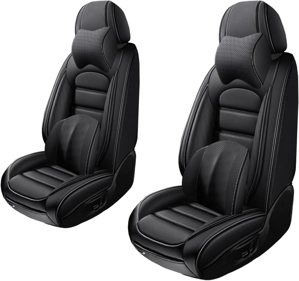 2 Seat Covers for Toyota Corolla Cross 2010-2025 2026 Leather Car Seat Covers Waterproof Anti-Slip Soft Car Seat Protectors Premium Automotive Seat Covers with Airbag（Luxury,Classic Black）