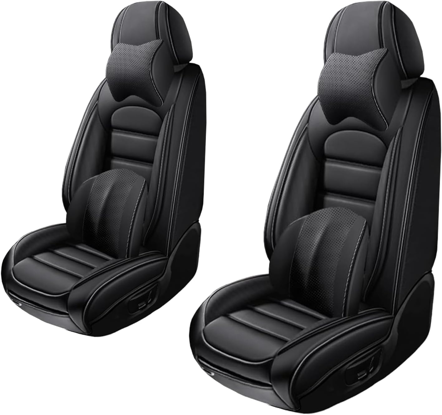 2 Seat Covers for Toyota Corolla Cross 2010-2025 2026 Leather Car Seat Covers Waterproof Anti-Slip Soft Car Seat Protectors Premium Automotive Seat Covers with Airbag（Luxury,Classic Black）