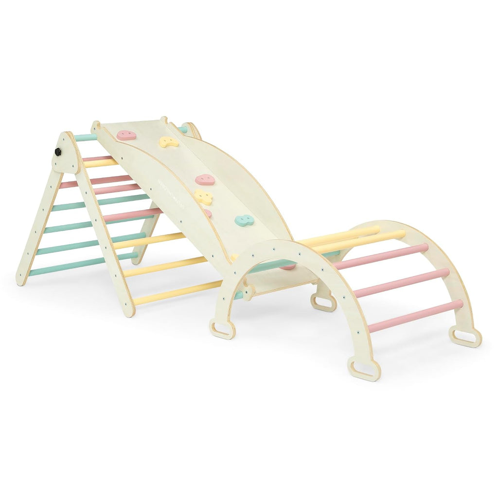 Delta Children Lil' Climber Gym - Indoor Climbing Gym/Jungle Gym for Kids - Montessori Toy with Reversible Arch/Rocking Chair, Reversible Rock Wall/Slide Ramp and Pikler Triangle - for Toddlers 3+