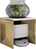 Self Emptying Robot Vacuum Cleaner Small Storage Cabinet, Small Bedside Tables for Small Spaces, Side Table for Living Study Room, Nightstands for Bedroom(Gold,50 * 40 * 53cm)