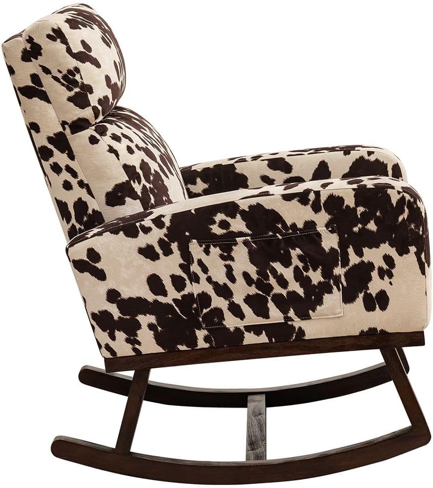 HCHAIRH Rocking Chair Nursery, Nursing Rocker Armchair with High Backrest, Comfy Rocking Chair for Nursery, Living Room,Bedroom, Cow Printed