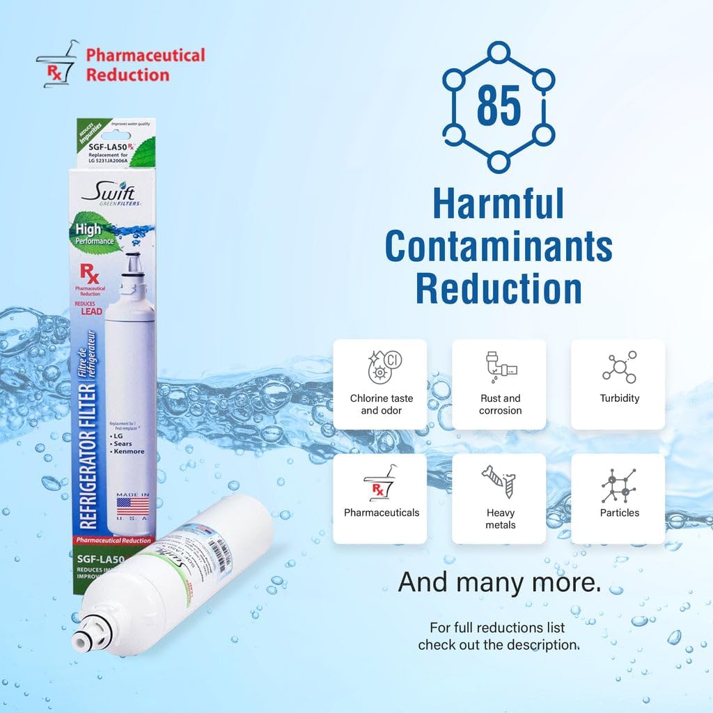 Swift Green Filters SGF-LA50 Rx Compatible Refrigerator Water Filter for LT600P, 5231JA2006A, 46-9990, EFF-6003A, EFF-6004A, Made in USA (6 Pack)