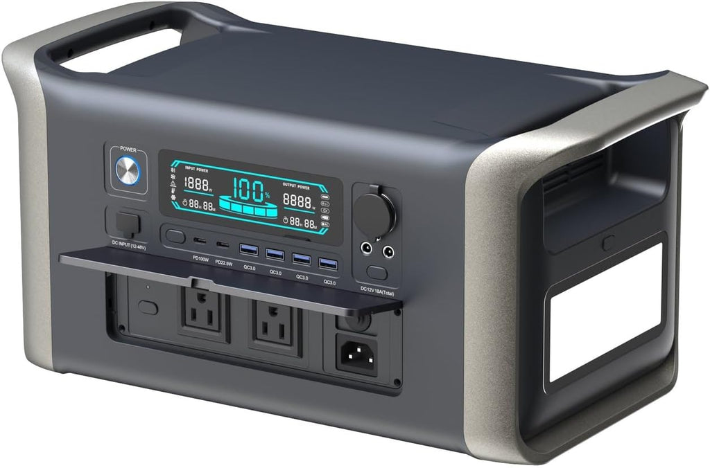 [Ellniges]【1-Hour Fast Charging】2000W Outdoor Power Station 320000mAh Solar Generator with LCD Display, 12 Safety Protections for Home Backup & Camping, 11-Port Portable Battery w/Sine Wave Inverter