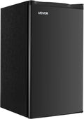 VEVOR 3.2 Cu.Ft Mini Fridge with Freezer, Single Door Compact Refrigerator with Micron Frozen Zone, 7-Mode Adjustable Temp, Energy Efficient Small Dorm Fridge, Reversible Door, Low Noise, Black