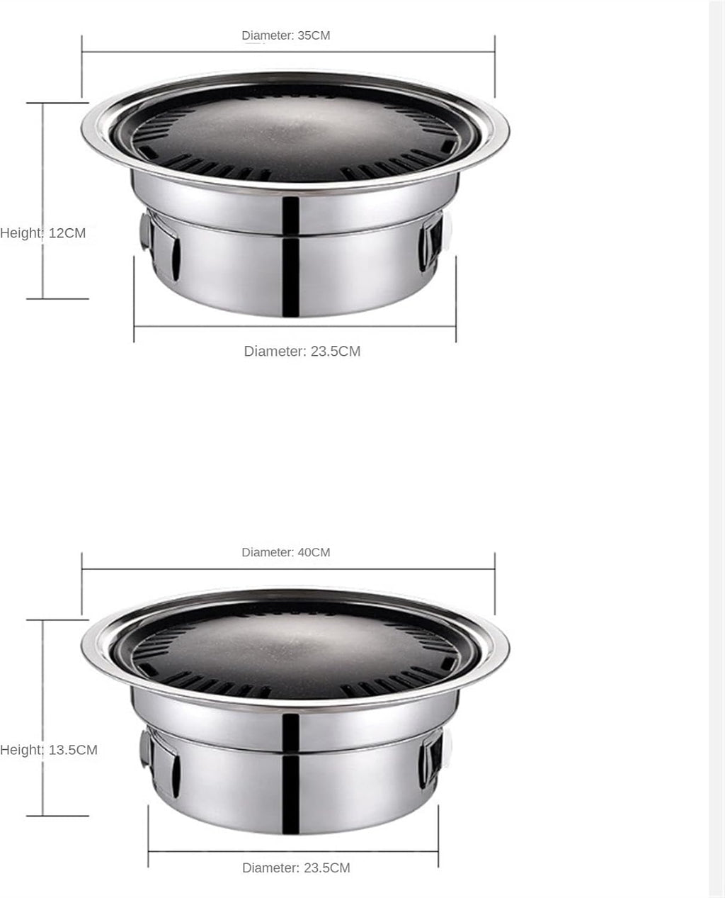 Portable Charcoal Grill Outdoor Charcoal Grills Stainless Steel Charcoal Barbecue Grill Round Portable Grill for Camping BBQ Grill for Outdoor(35cm)