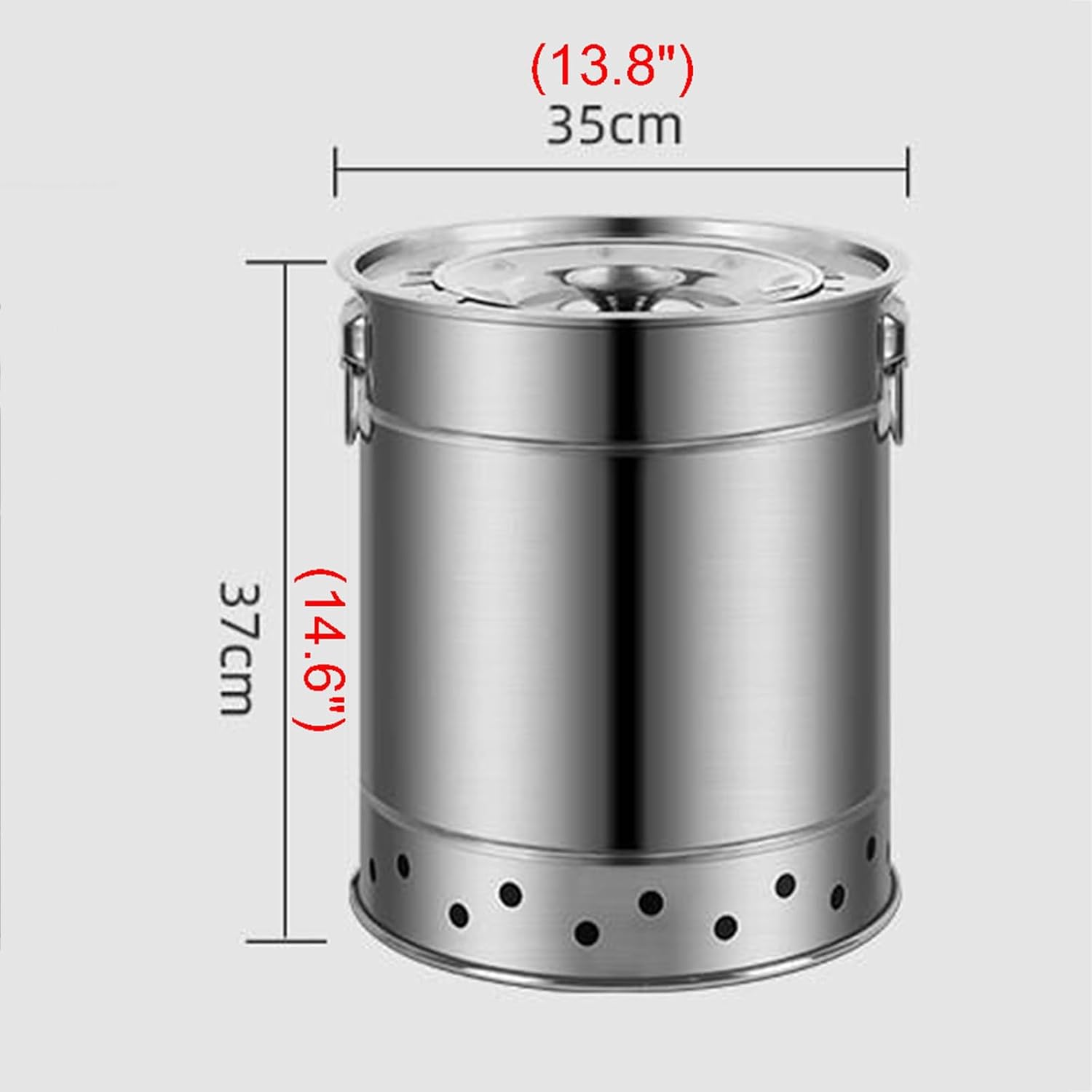 Outdoor Charcoal Grill Smokeless BBQ Hanging Grill Portable Stainless Steel BBQ Grill Oil and Carbon Separation Design Round Barrel Grill for Barbecue Party Camping(35x37cm/13.8x14.6)