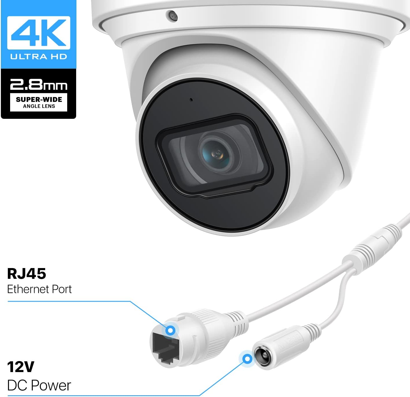 Amcrest 4K POE Security Camera System with 4K 8Ch PoE NVR (4) x 8 Megapixel Turret IP POE Cameras (3840x2160) Pre Installed 2TB Hard Drive NV4108E-IP8M-T2599EW4-2TB