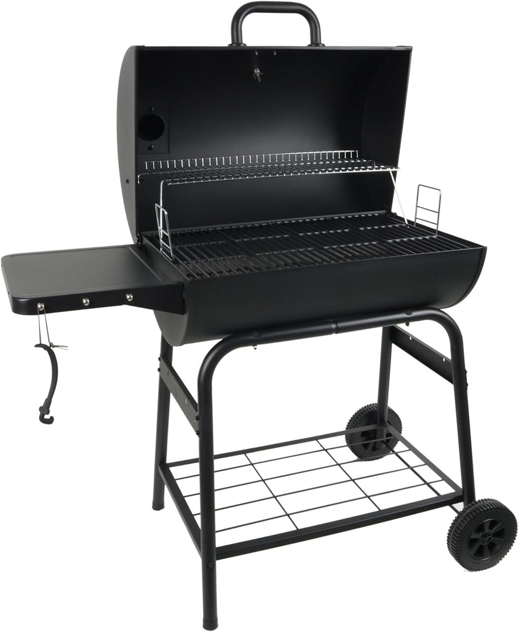 Grill Boss 30 Inch Barrel Charcoal Grill with Adjustable Grate, Large Cooking Area, Built In Temperature Gauge, and Durable Cast Iron Grates, Black