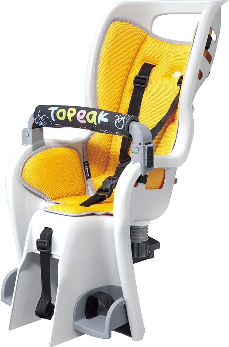 Topeak BabySeat II (Without Rack) – Bike Seat with Wrap-Around Protection, Dual Suspension System, Adjustable Harness & Footrests, Roll Bar Handle, CPSIA, Durable Polymer Frame