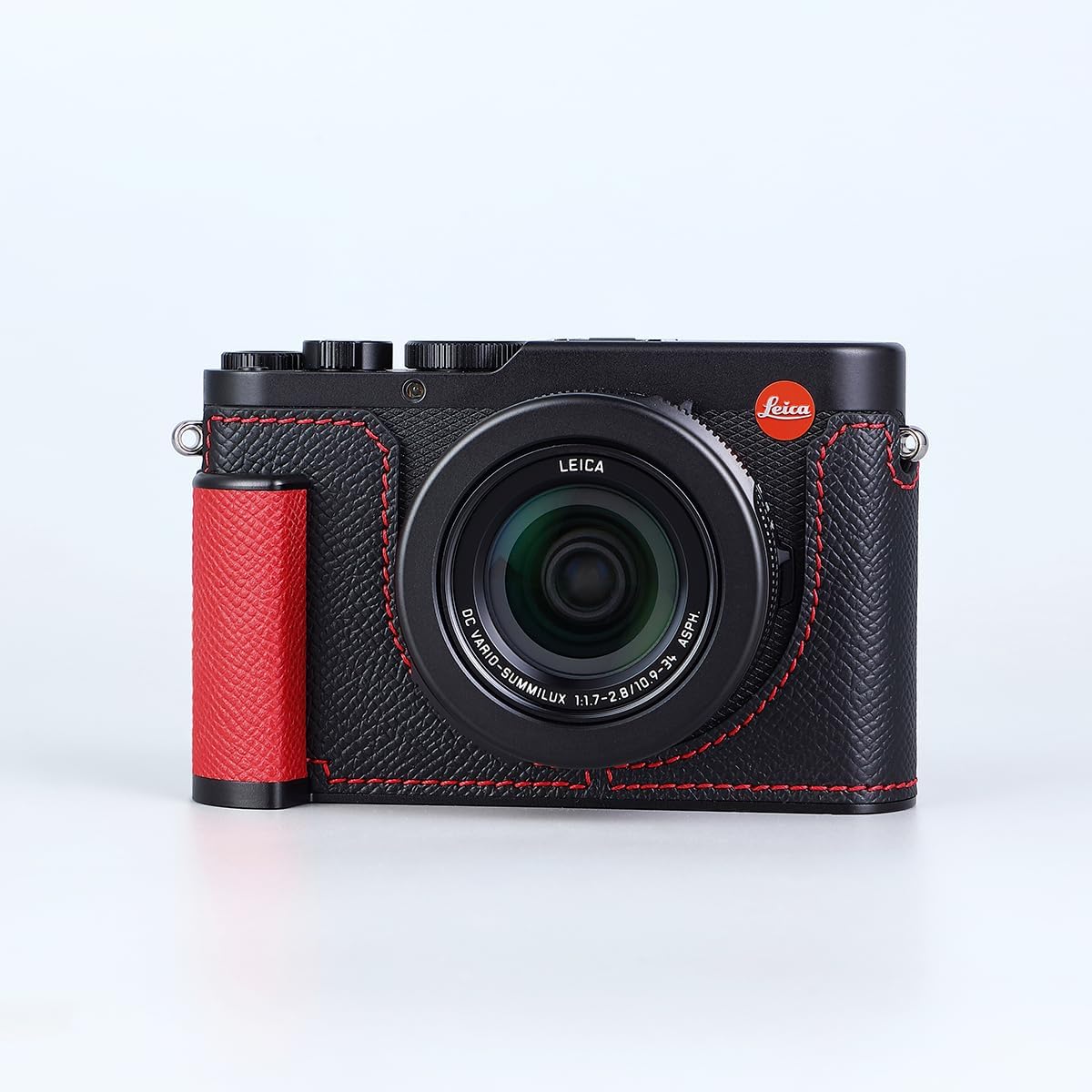 Camera Half Case for Leica D-LUX 8, Vintage Metal Genuine Leather Instant Camera Protective Cases Stylish Portable Shockproof (Black C)