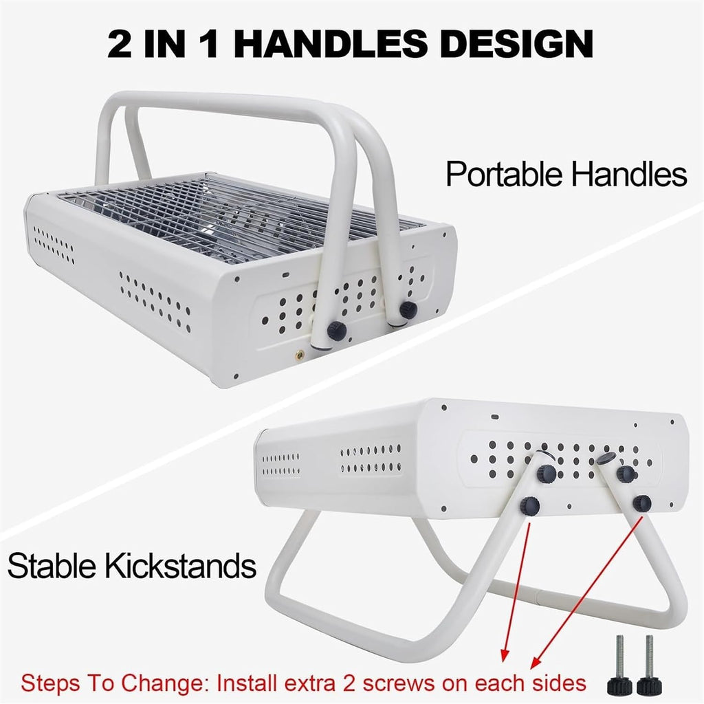 Portable Charcoal Grill Tabletop Charcoal Grill with Handle Portable BBQ Grill Outdoor Barbecue Grill for Camping Picnic BBQ Grill for Outdoor(White)