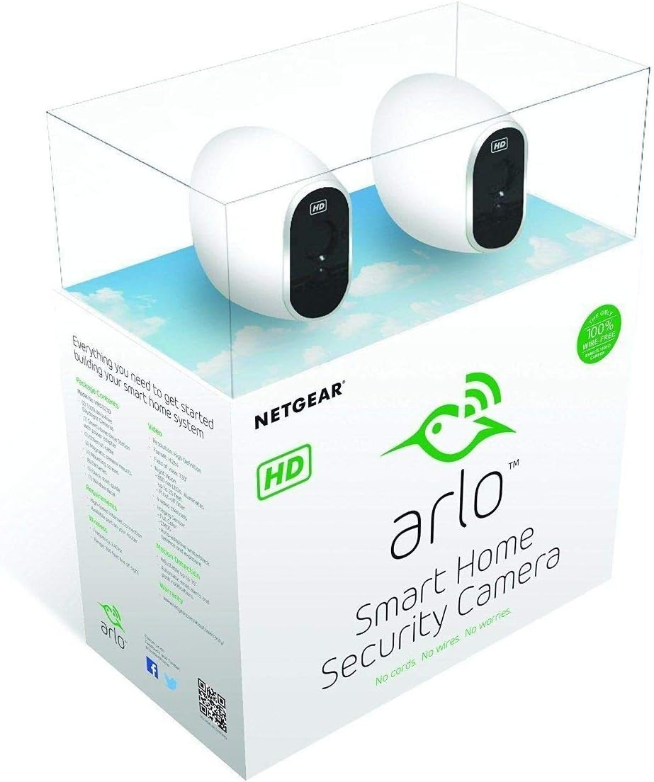 Arlo Technologies Wireless Home Security Camera System | Night vision, Indoor/Outdoor, HD Video | Includes Cloud Storage & Required Base Station | 2-Camera System plus Outdoor Mount (VMS3230C) White