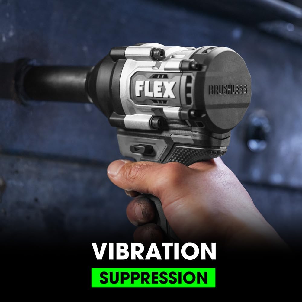 FLEX 24V Brushless Cordless 1/2-Inch 750 Ft-Lbs Mid-Torque Impact Wrench Kit with 3.5Ah Stacked Lithium Battery and 160W Fast Charger - FX1451-1F, Grey/Black