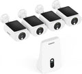 Solar Security Cameras Wireless Outdoor 4 Cam Kit Expadable to 10H, No Subscription Cameras for Home Security System, 64G Local Storage, 2.4G &5G WiFi, 2K Color Night Vision Two-Way Audio IP66