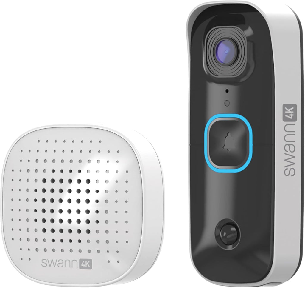 Swann Buddy4K UHD Wireless Video Doorbell & Chime | No Monthly Fee | Ultra-Wide 165° View | Smart Analytics | 2-Way Audio | Night Vision | Easy Installation | Indoor & Outdoor Surveillance | 4KBUDDY