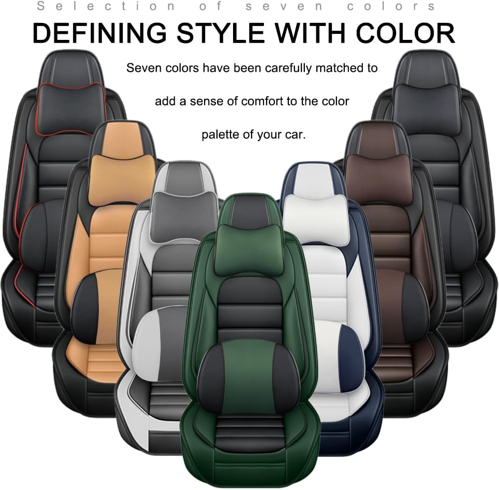 2 Seat Covers for Subaru Crosstrek 2016-2024 Leather Car Seat Covers Waterproof Anti-Slip Soft Car Seat Protectors Comfort Automotive Seat Covers with Airbag（Luxury,Black+Green）