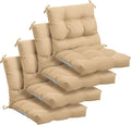 Marsui 4 Pcs Outdoor Indoor High Back Chair Cushions Patio Furniture Tufted Pillow with Ties Water-Resistant Replacement Outdoor Rocking Chair Cushions, 42 x 21 Inches (Beige,Solid Color)