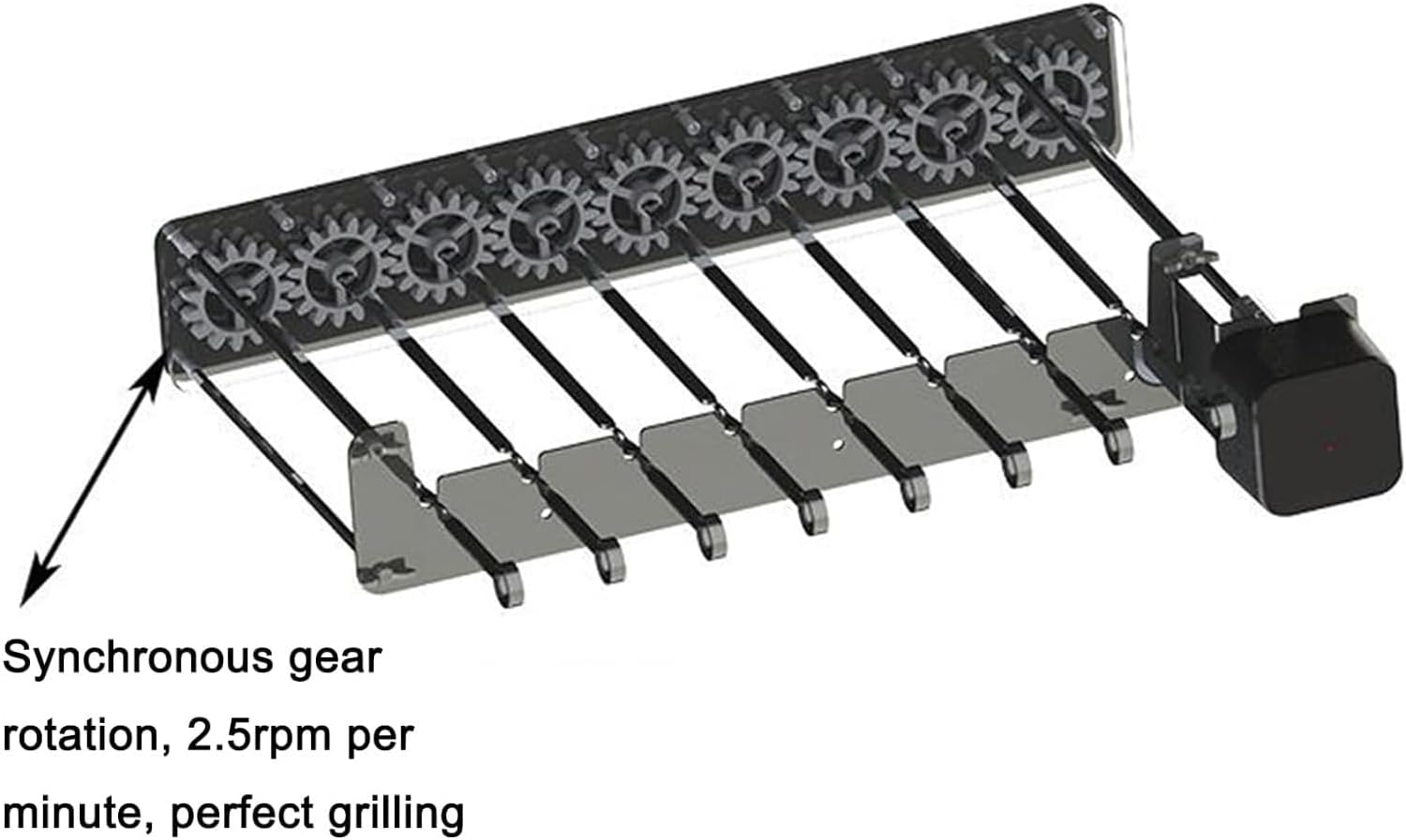 Electric Shish Grill Kabob Set, Stainless Steel Automatic Rotating Skewer Turner with 9pcs Skewers, Rotating Gear Design, High Torque, BBQ Grill Rack for Outdoor Camping
