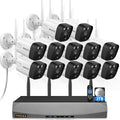5.5MP & 2-Way Audio Dual Antennas Security Wireless Camera System 3K 5.0MP 1944P Wireless Surveillance Monitor DVR Kits with 3TB Hard Drive,12Pcs Outdoor WiFi Security Cameras PIR Detection
