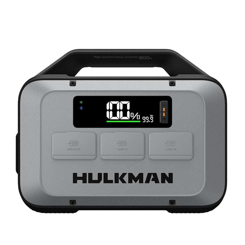 Hulkman Mega 576Wh Power Station, Works at -4°F, PD100W, 1h fast charging, Ternary Lithium Battery with 10 ports, 600W AC Outlets, UPS 15ms, Solar Generator(Solar Panel Optional), Space Gray
