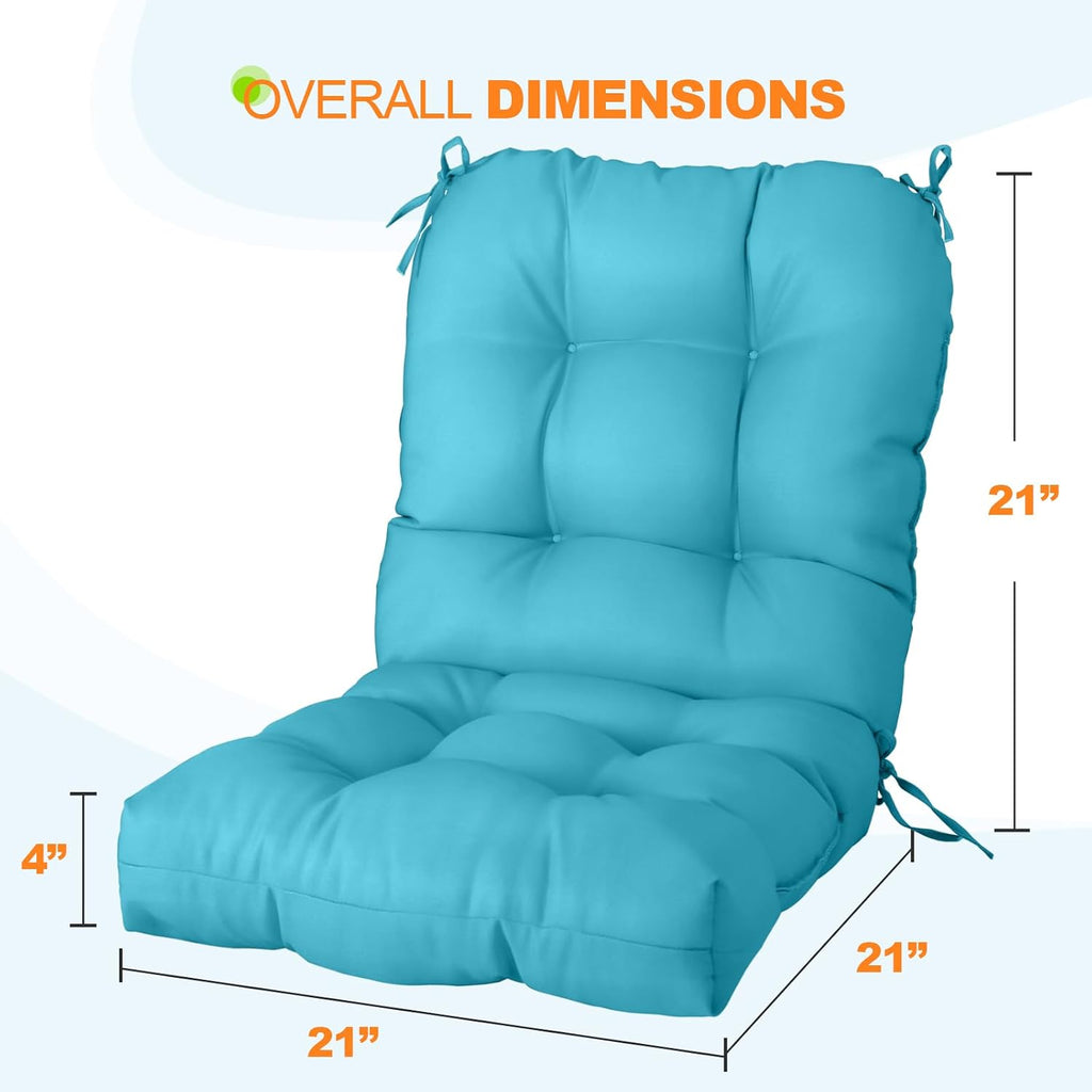 EAGLE PEAK Tufted Outdoor/Indoor Seat/Back Chair Cushions, Set of 2, 42'' x 21'', Blue