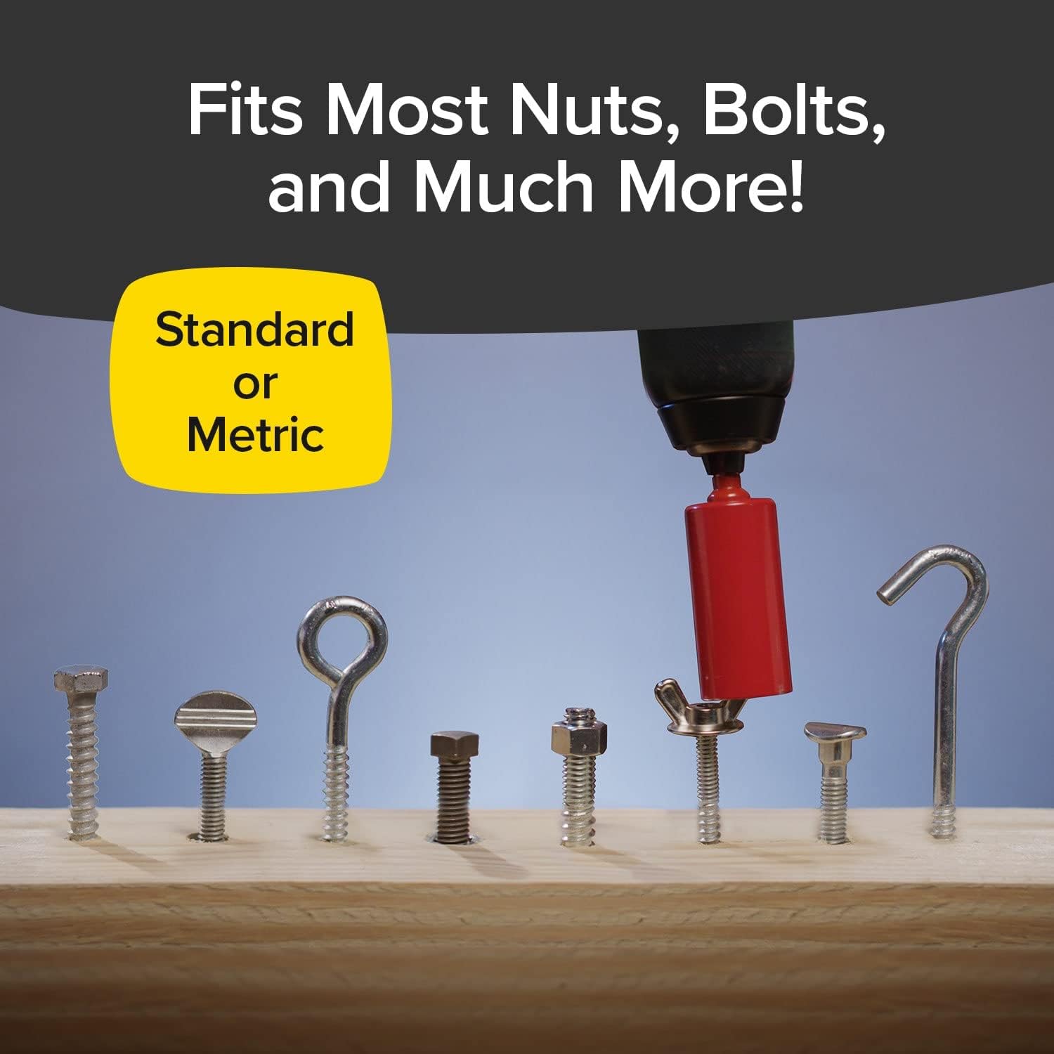 Red Dog Socket w/Drill Adapter, Fits Most Nuts & Bolts, Use with Socket Wrenches & Power Drills, Steel Rods Form Any Shape, Standard or Metric, 2 In. (Pack of 8)