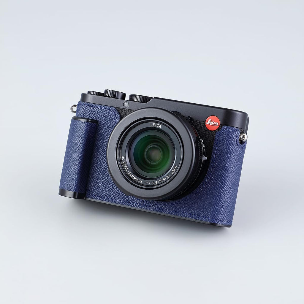 Camera Half Case for Leica D-LUX 8, Vintage Metal Genuine Leather Instant Camera Protective Cases Stylish Portable Shockproof (Blue L)
