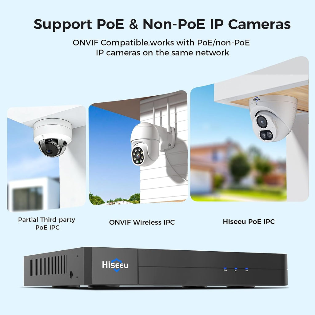 [12MP + 16CH Extendable] Hiseeu 12MP PoE NVR Network Video Recorder, Work with 12MP/8MP/5MP/4MP/3MP/1080P PoE Camera, Motion Detect, 24/7 Recording, Smart Playback, No Hard Drive