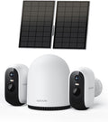 WUUK Solar Security Cameras Wireless Outdoor, Home Surveillance System, 2K, No Monthly Fee, Motion Alert, Night Vision, 2.4/5 GHz WiFi, 32G Local Storage, Compatible with Alexa & Google, 2-Camera Kit