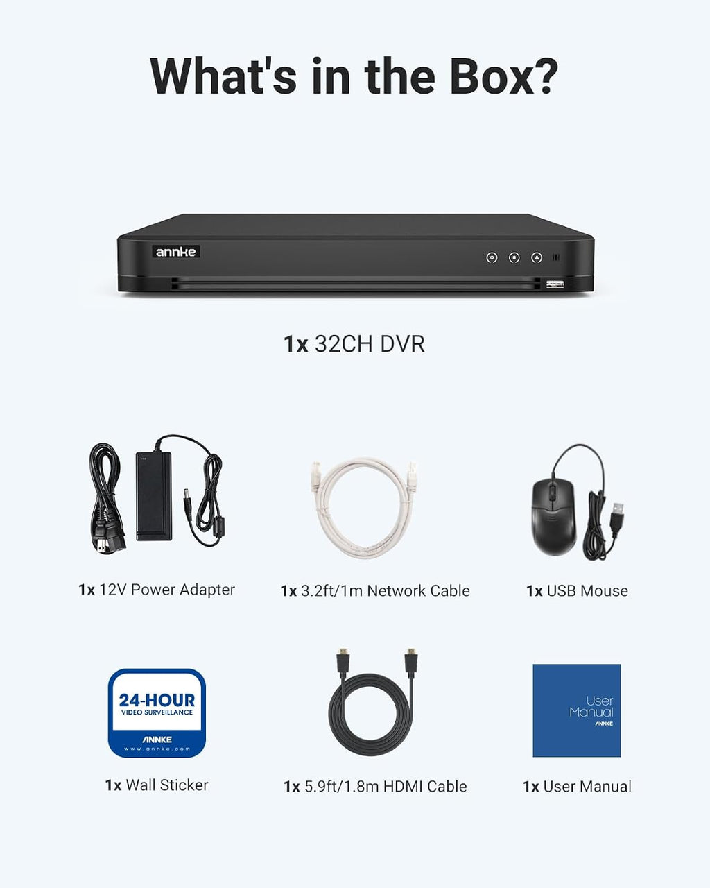 ANNKE 32 Channel H.265+ Security AI 3K Lite DVR Recorder with 4TB Hard Drive, 5-in-1 5MP Surveillance CCTV 32CH Hybrid DVR with Human/Vehicle for Home/Business Security Camera System, P2P Technology