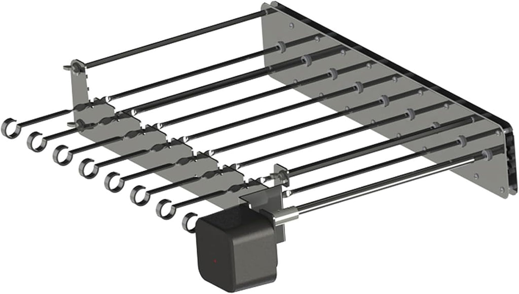 Electric Shish Grill Kabob Set, Stainless Steel Automatic Rotating Skewer Turner with 9pcs Skewers, Rotating Gear Design, High Torque, BBQ Grill Rack for Outdoor Camping