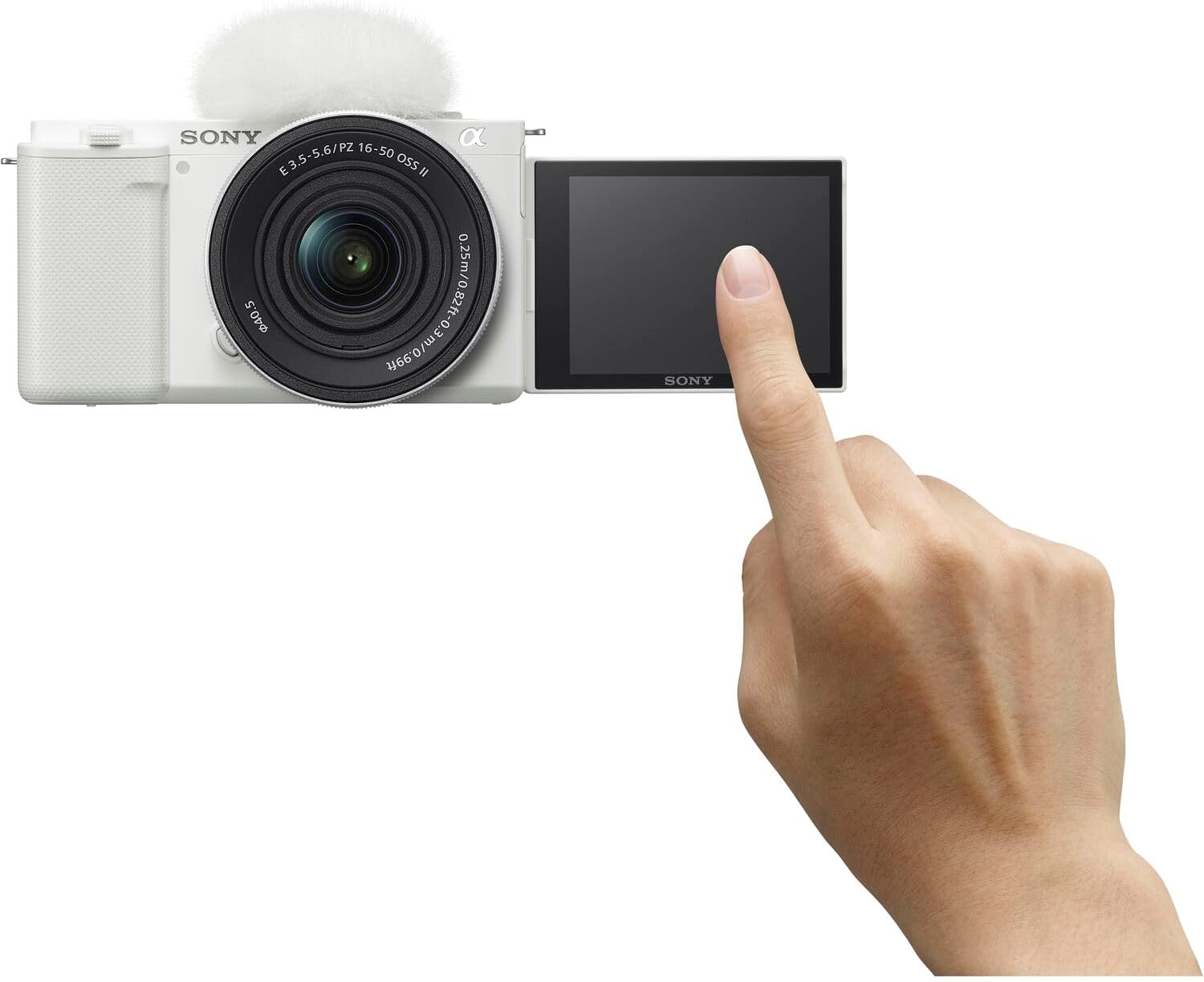 Sony ZV-E10 Mirrorless Camera Kit with 16-50mm II Power Zoom Lens (White) | APS-C Sensor | Compact Creator Tool + 64GB Card + Bag + Card Reader + HDMI Cable + Flex Tripod + Hand Strap + More