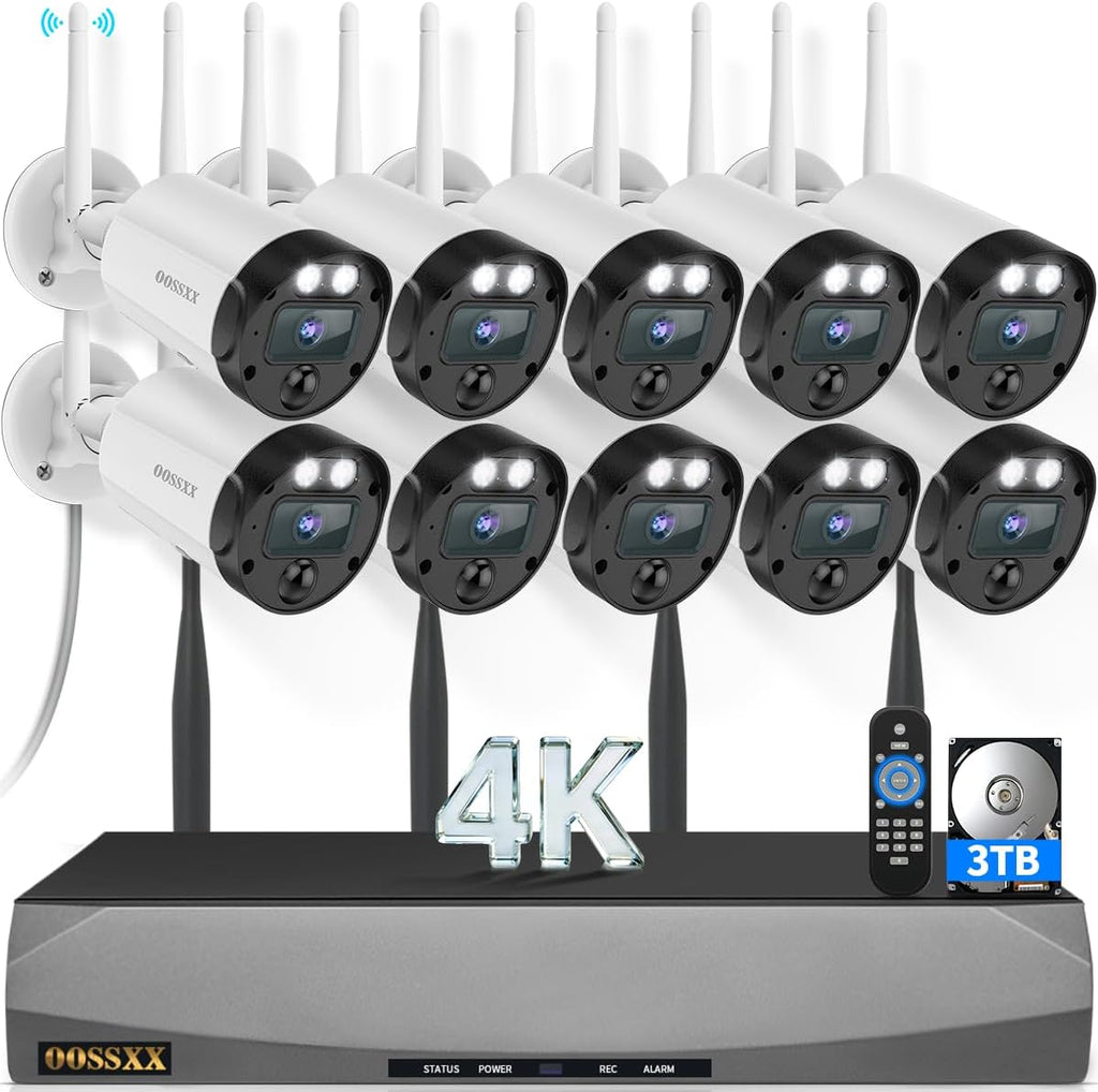 (2026 New) 4K Wireless Security Camera System Outdoor, Long Range +76% WiFi, Dual Antennas Cameras & 4-Antenna NVR, PIR Human Detection, 130° Wide Angle, 2-Way Audio, No Monthly Fee